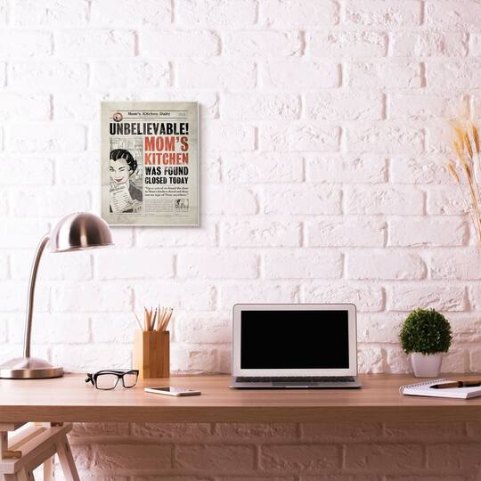 Stupell Industries Mom's Kitchen Newspaper Wooden Wall Plaque